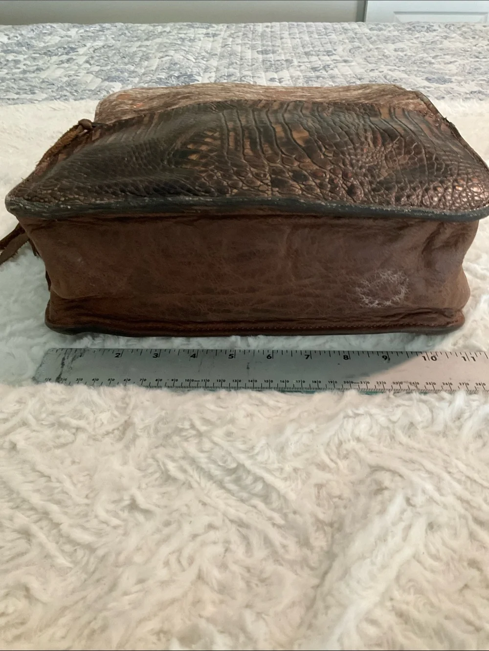 Brown Leather & Hair-calf, Alligator Backpack with Copper Accents